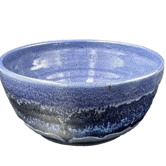 Two Tone Blue Marble Glazed Stoneware Pottery Cereal Soup Ice Cream Bowls 4 - Picture 9 of 16